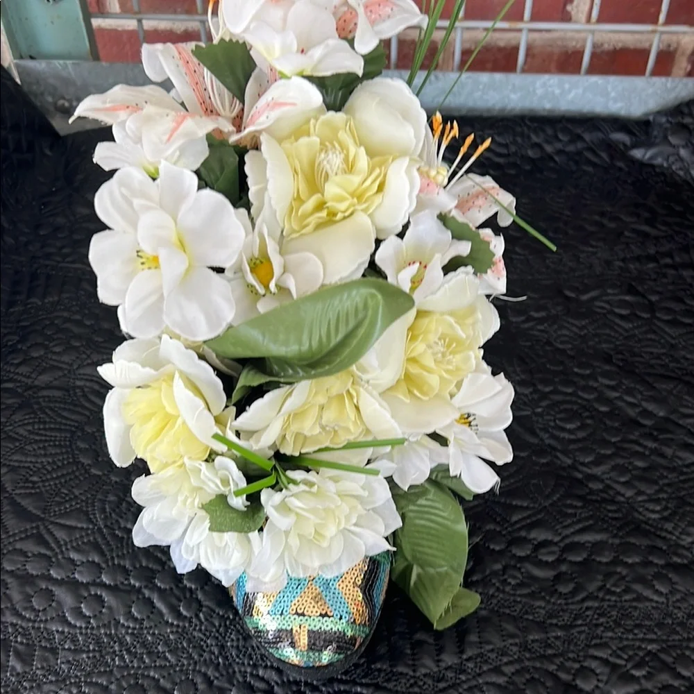 Floral Arrangement in Sequin Stiletto Heel